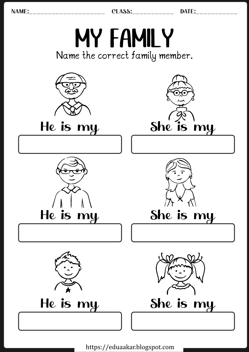 Role Of Family Members And My Family Worksheets Role Of Family Members And My Family Worksheets