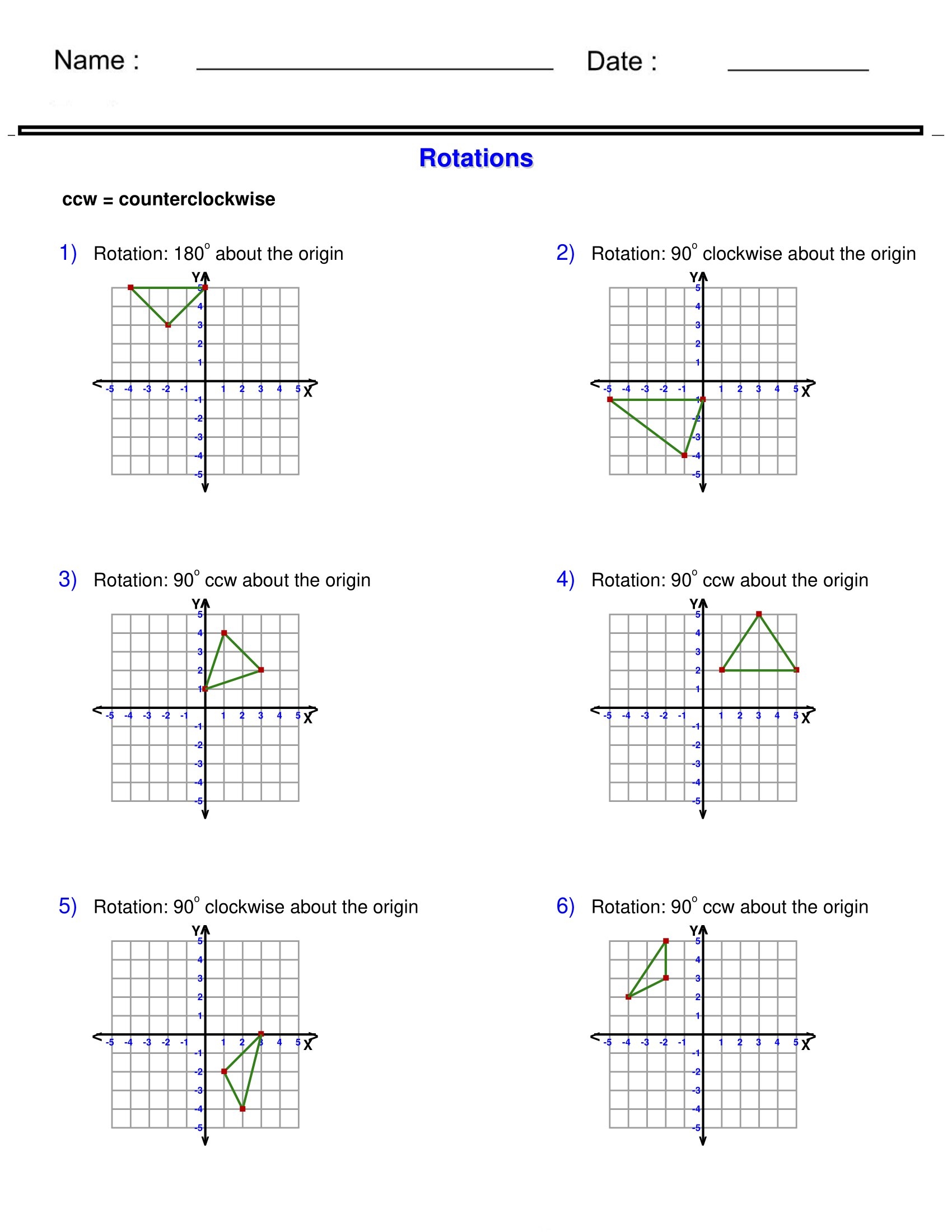 Rotations Worksheets Transformations Worksheets Made By Teachers