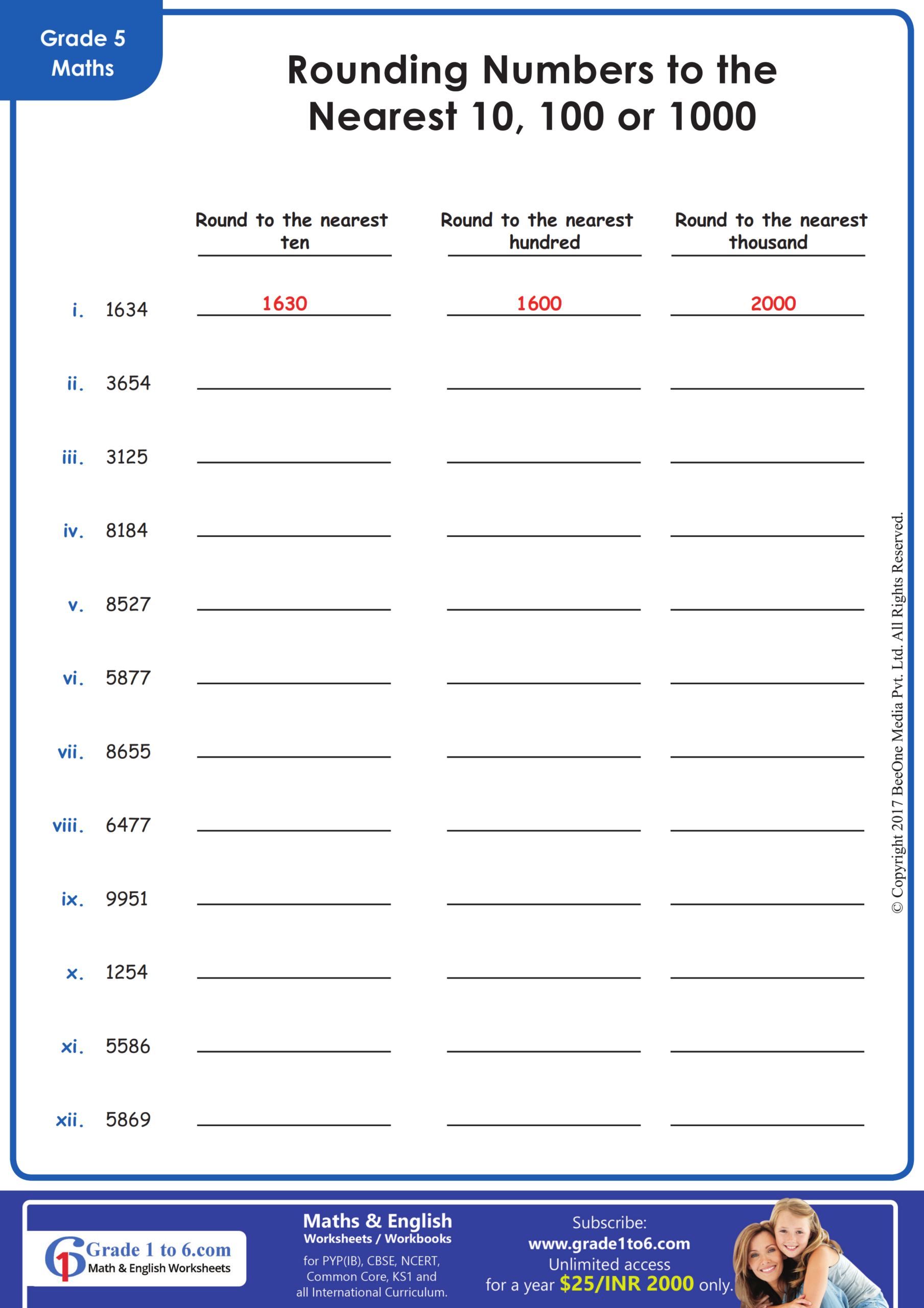 Rounding Numbers To Nearest 10 100 Or 1000 Grade 5 Math