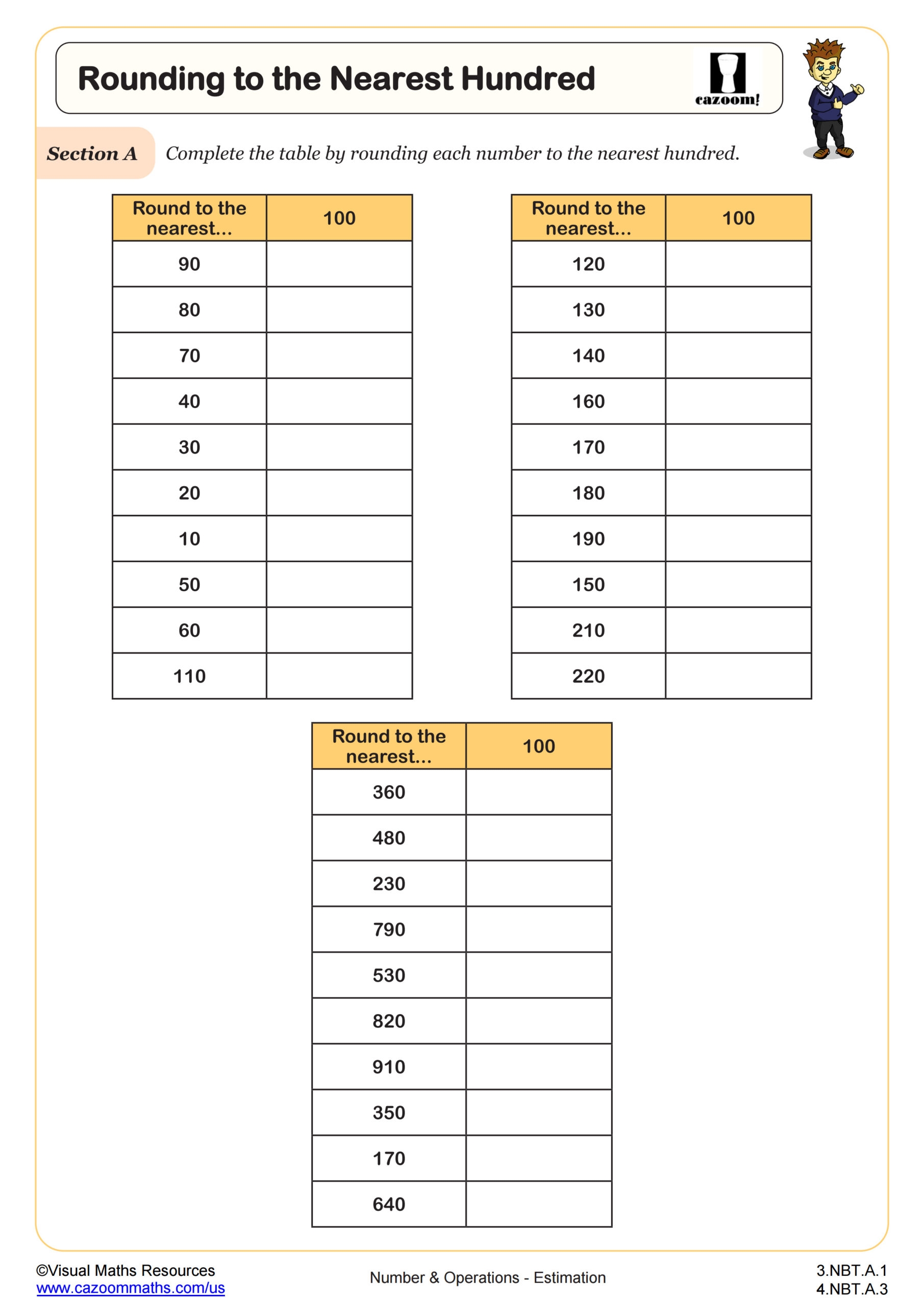 Rounding To The Nearest Hundred Worksheet 3rd Grade PDF Worksheets Cazoom Math