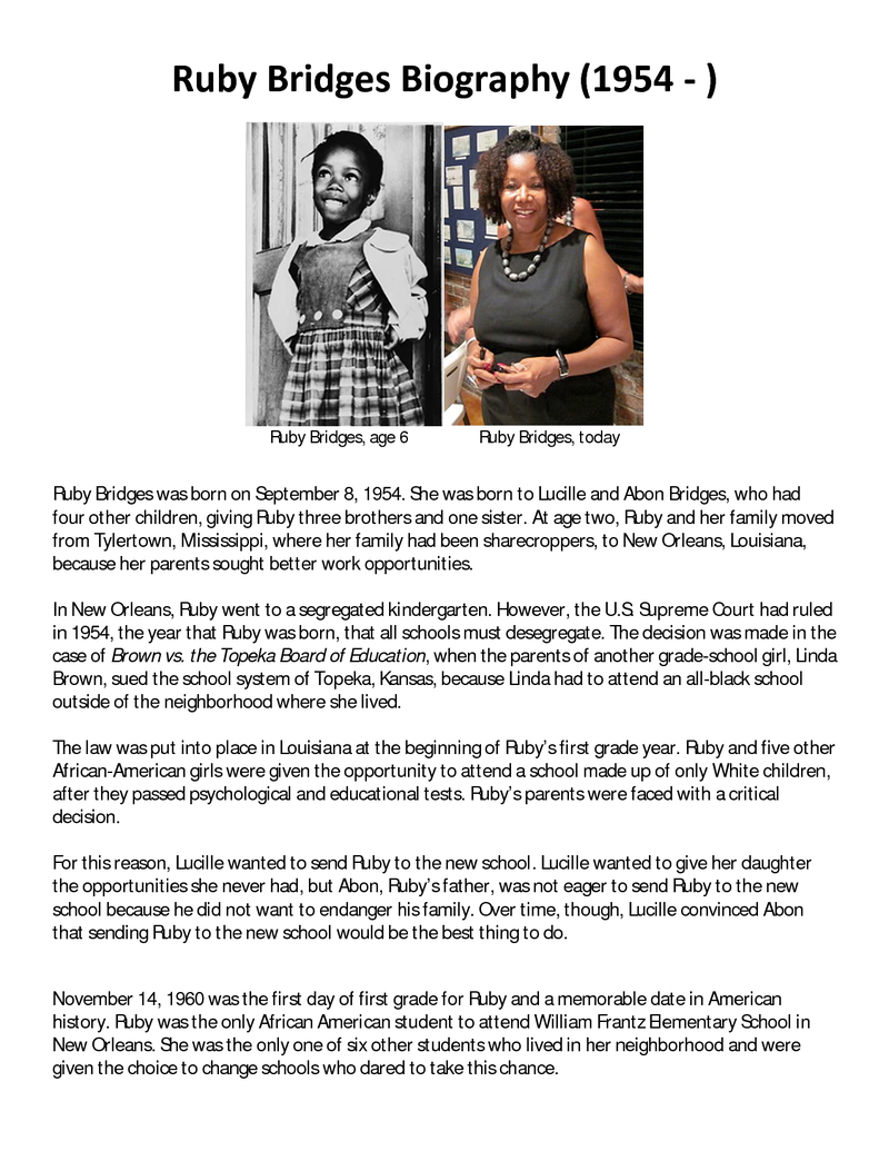 Ruby Bridges Biography Know It All Ruby Bridges Biography Know It All