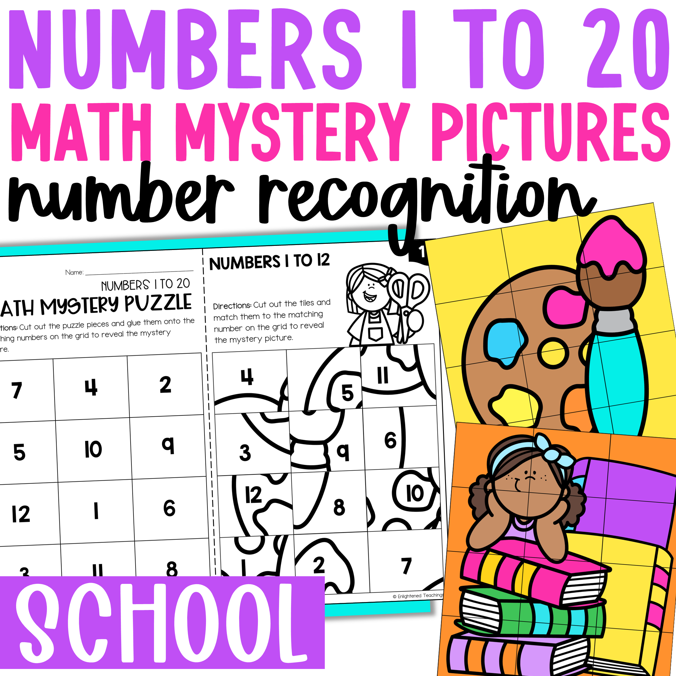 School Numbers To 20 Worksheets Math Mystery Puzzles School Number Recognition Made By Teachers