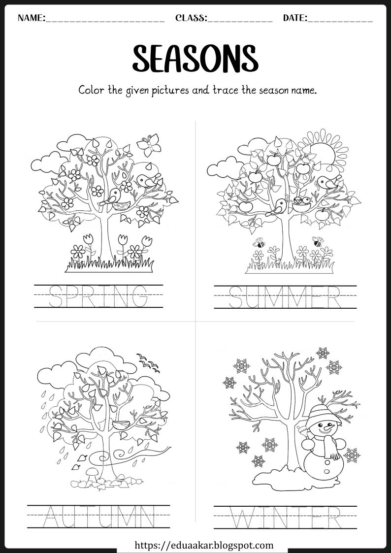 seasons worksheets for preschoolers