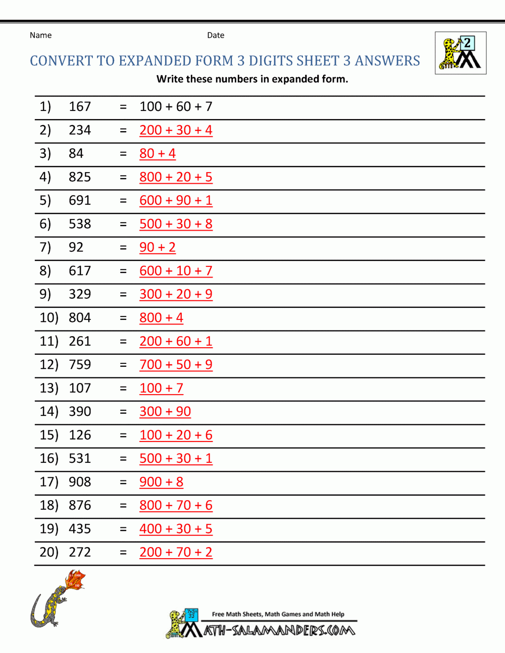 Second Grade Place Value Worksheets