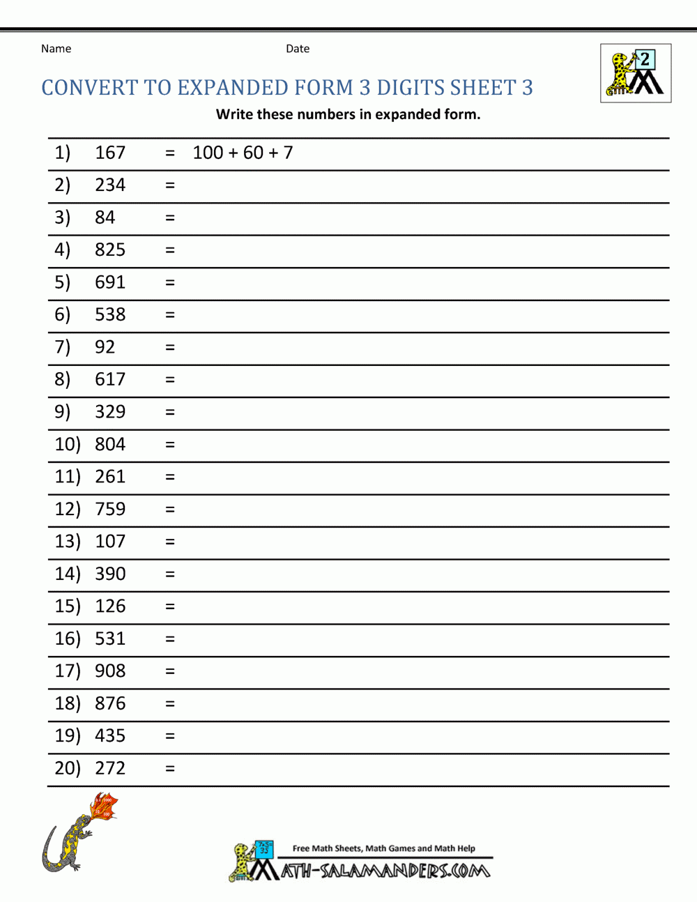 Second Grade Place Value Worksheets
