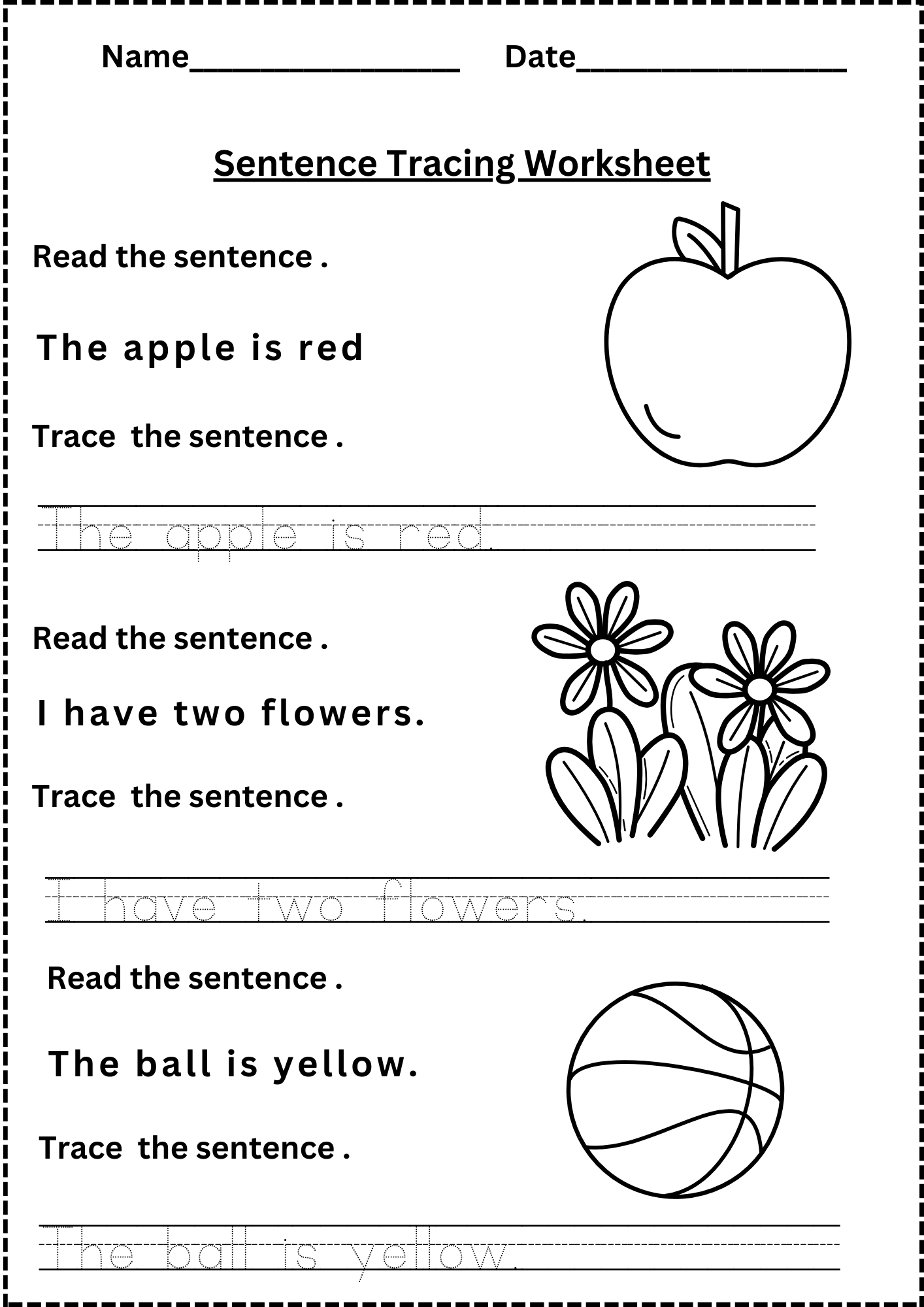 Sentence Writing Practice Worksheets Kindergarten