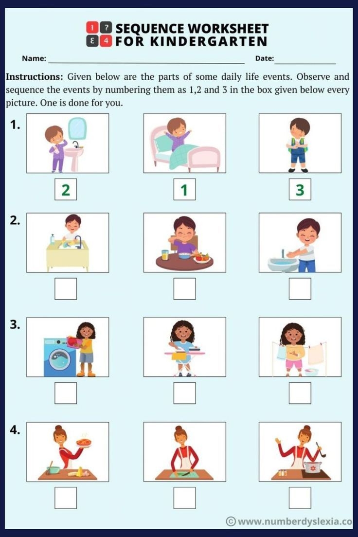 Sequence Worksheet For Kindergarten 1