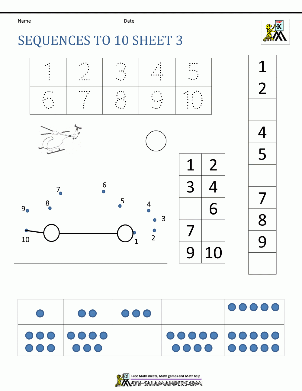 Sequencing To 10 Worksheets