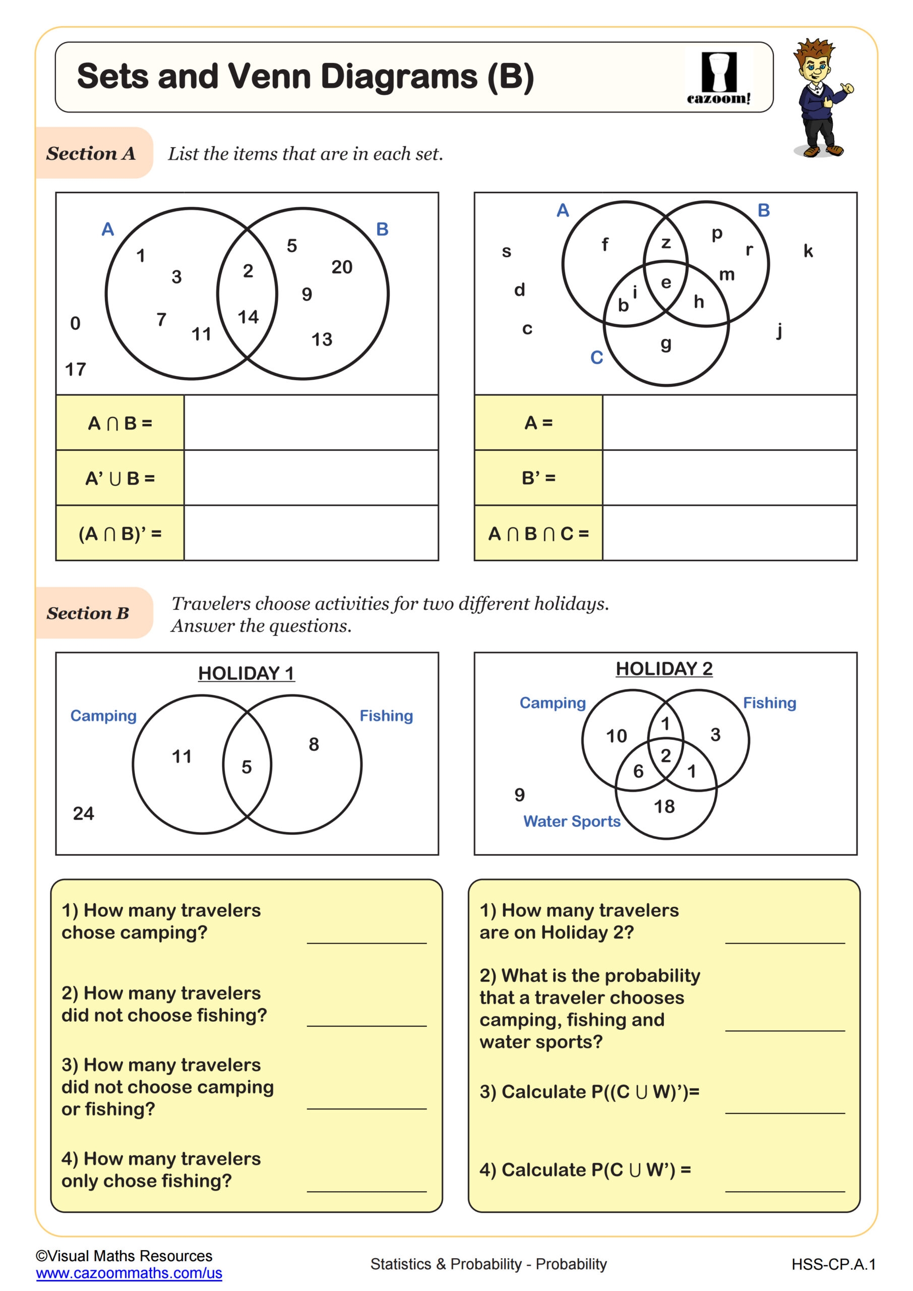 Sets And Venn Diagrams B Worksheet Geometry PDF Worksheets Cazoom Math