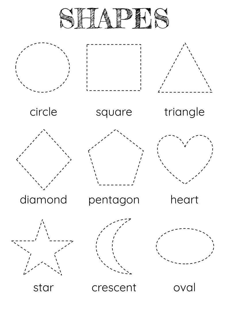 Shape Tracing Worksheet Montessori Shapes For Preschool Kindergarten PDF Etsy Hong Kong
