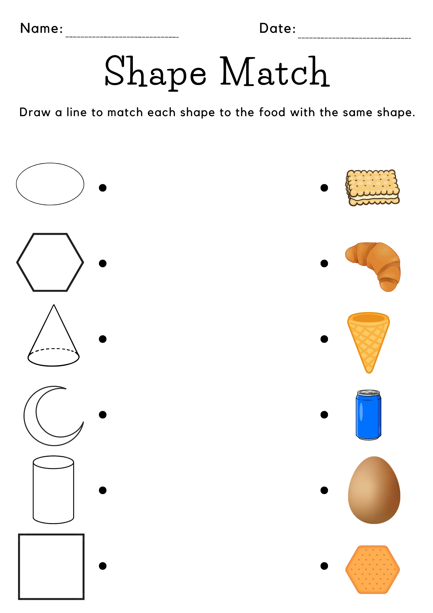 Shapes Matching Food Worksheet For Kindergarten Made By Teachers