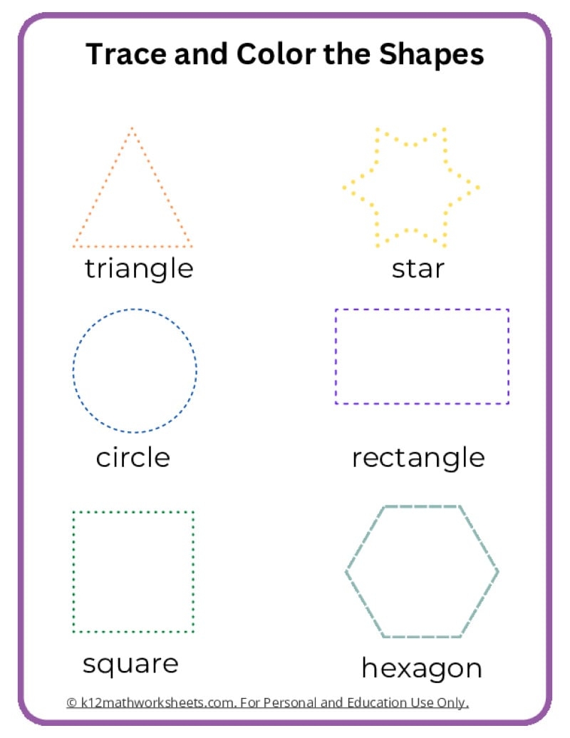preschool tracing shapes worksheets