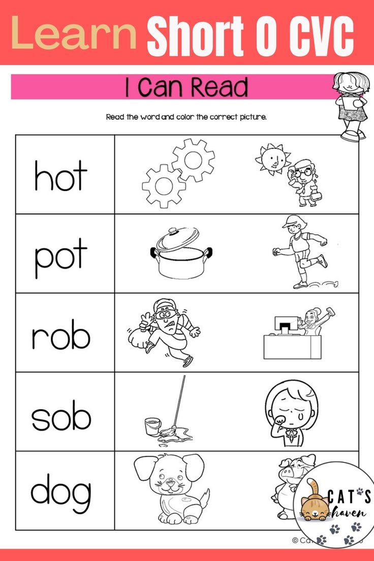 Short Vowel O Worksheets
