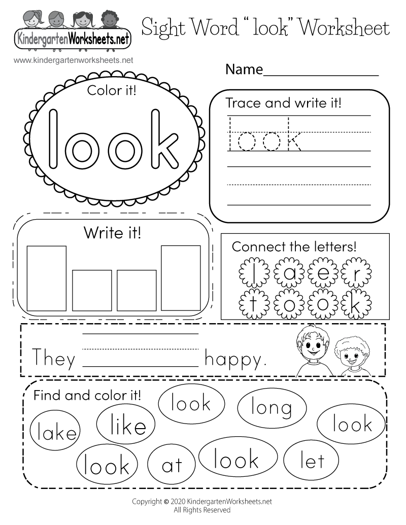 Sight Word look Worksheet Free Printable Digital PDF