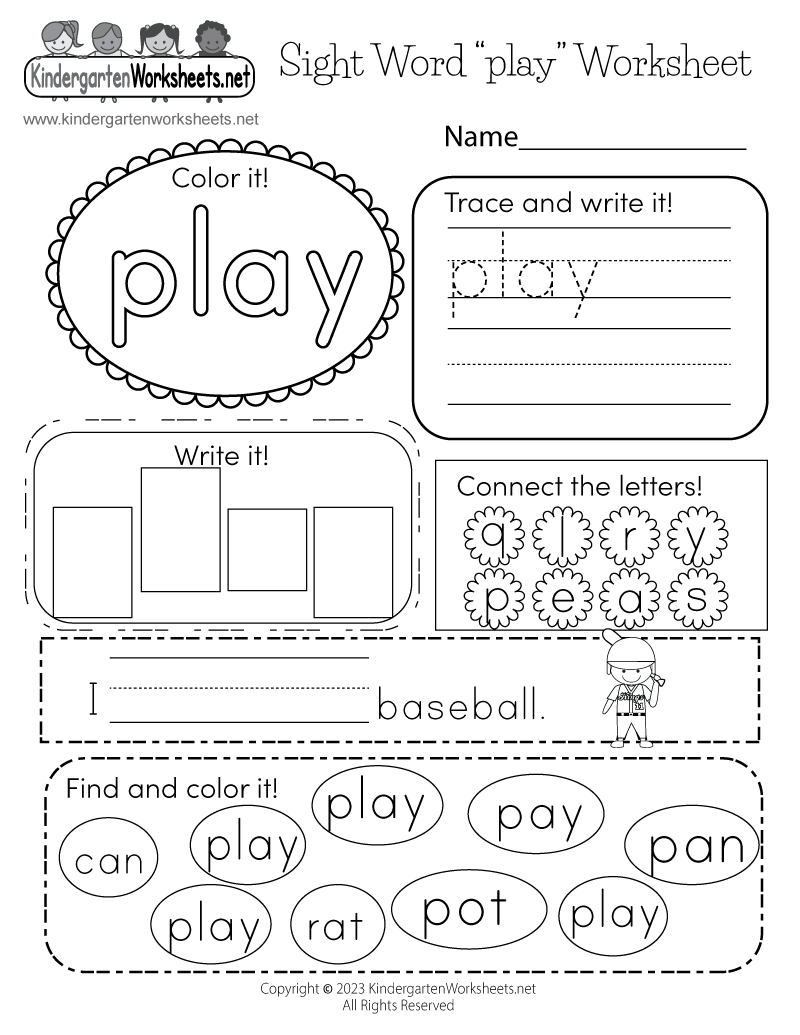 sight words for kindergarten worksheet sight words for kindergarten worksheet