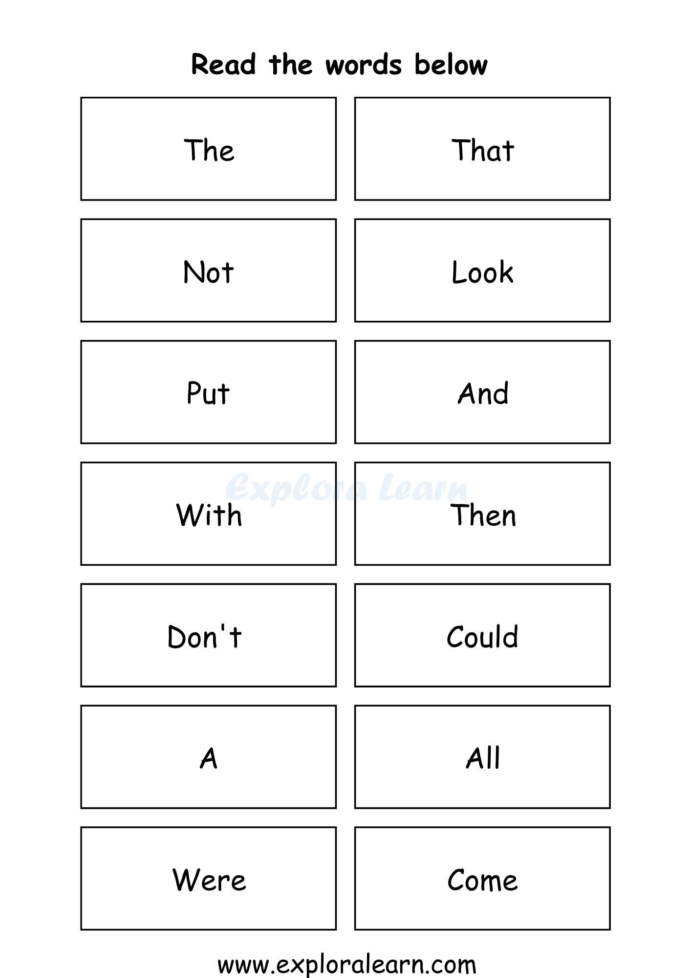 Sight Words For Kindergarten