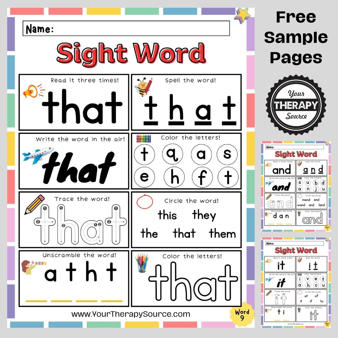 sight words worksheets for kindergarten pdf
