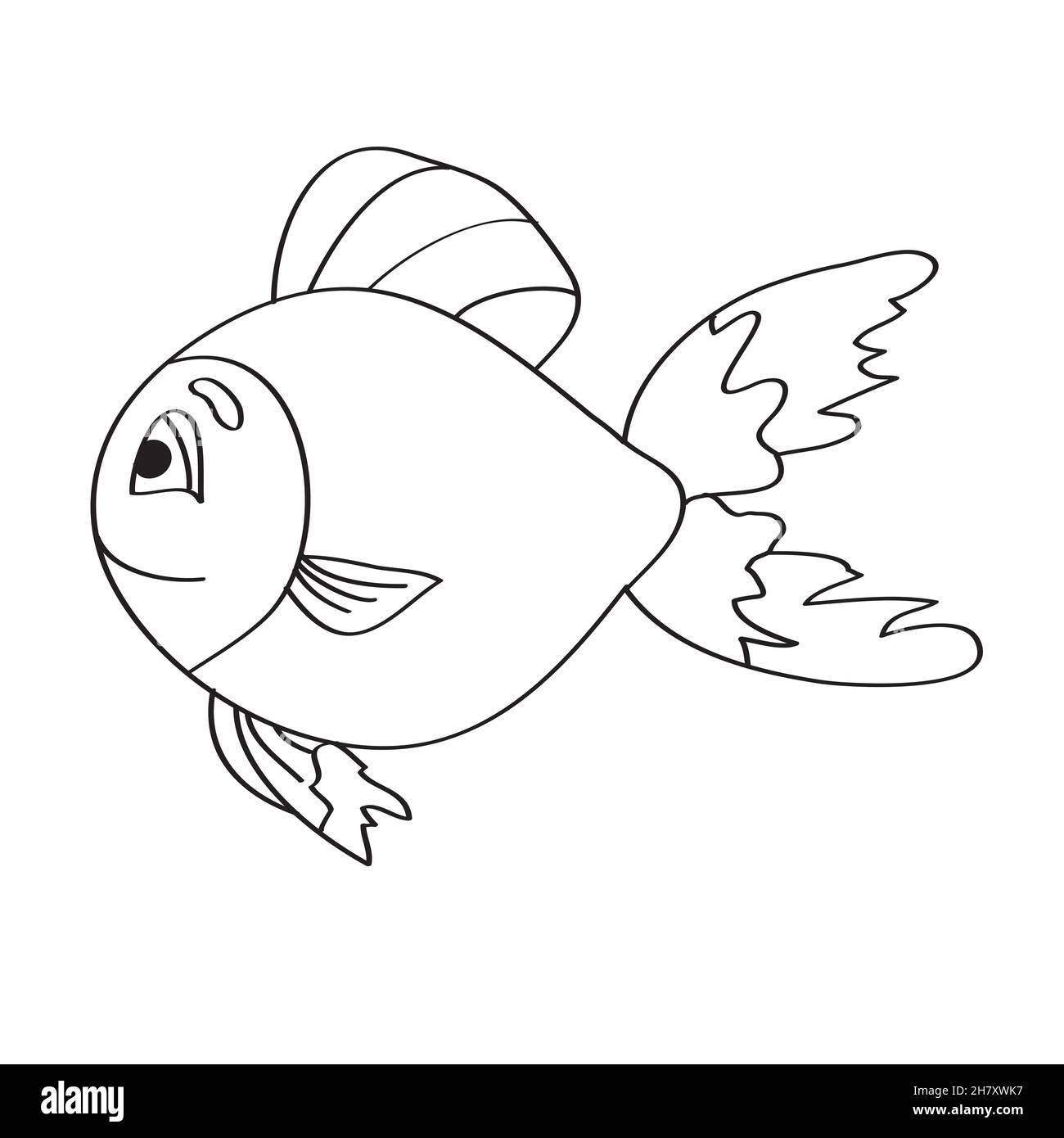 Simple Coloring Page Drawing Worksheet For Preschool Kids With Easy Gaming Level Fish Stock Vector Image Art Alamy