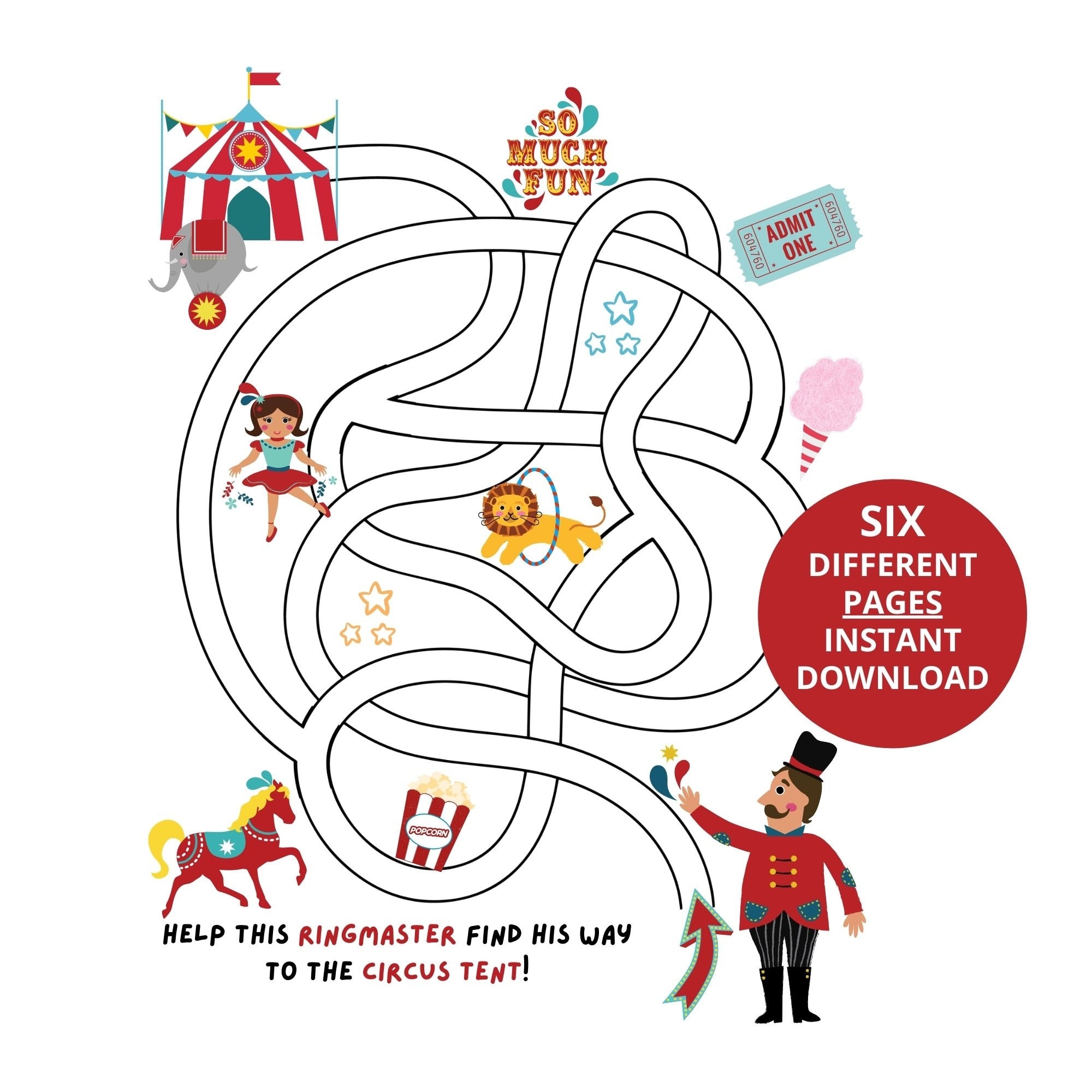 Six Printable Kids Maze Pages Mazes For Kids Ages 4 8 Preschool Kindergarten Kids Activity Printable PDF Instant Digital Download Etsy