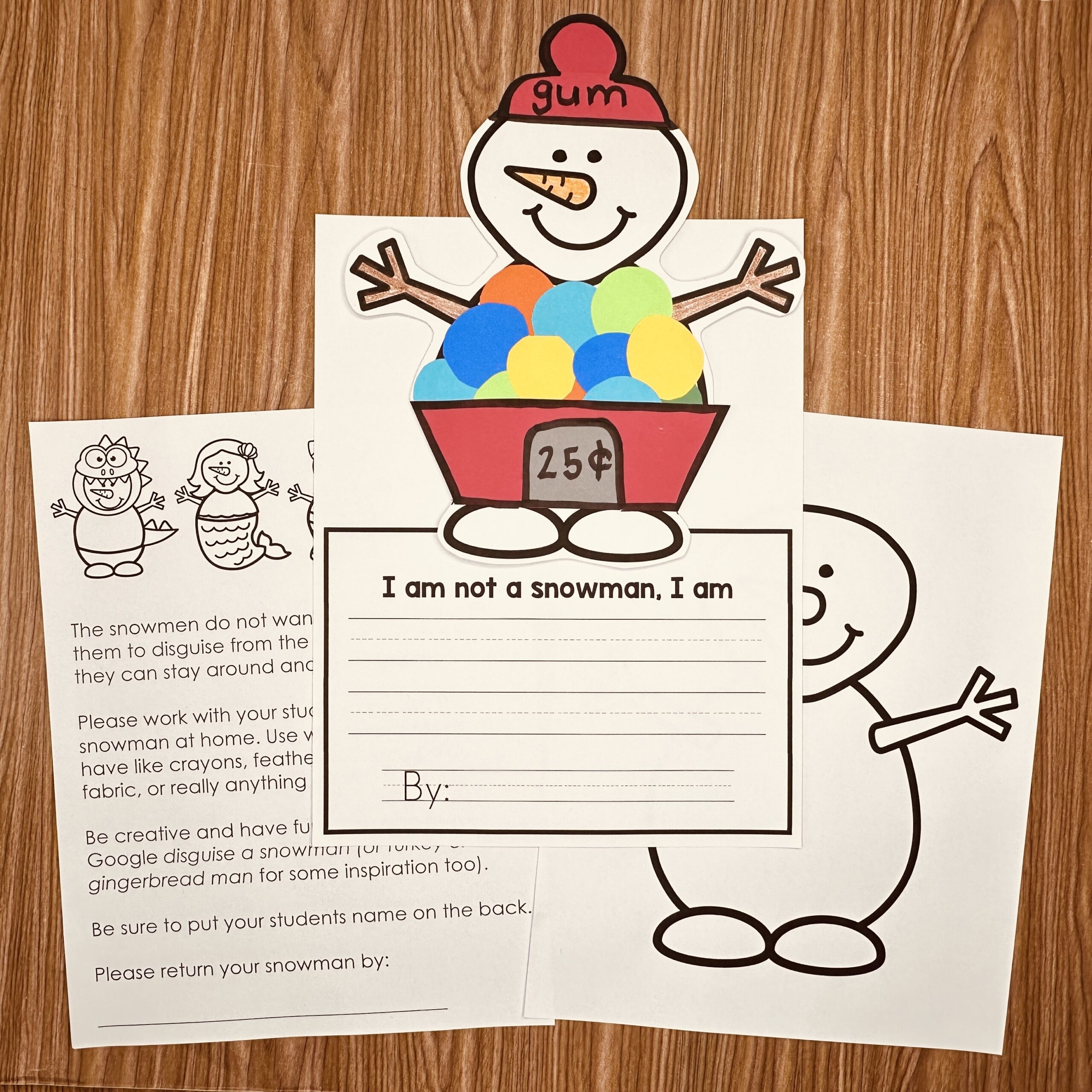 Snowman In Disguise Family Project Simply Kinder Printable Membership