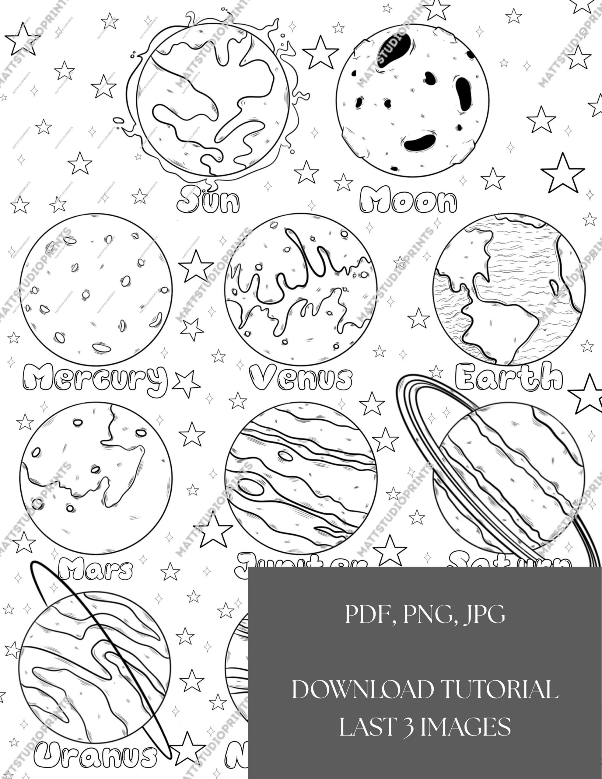 Solar System Coloring Page Kids Astronomy Activity Planets Printable PDF Download Etsy Israel