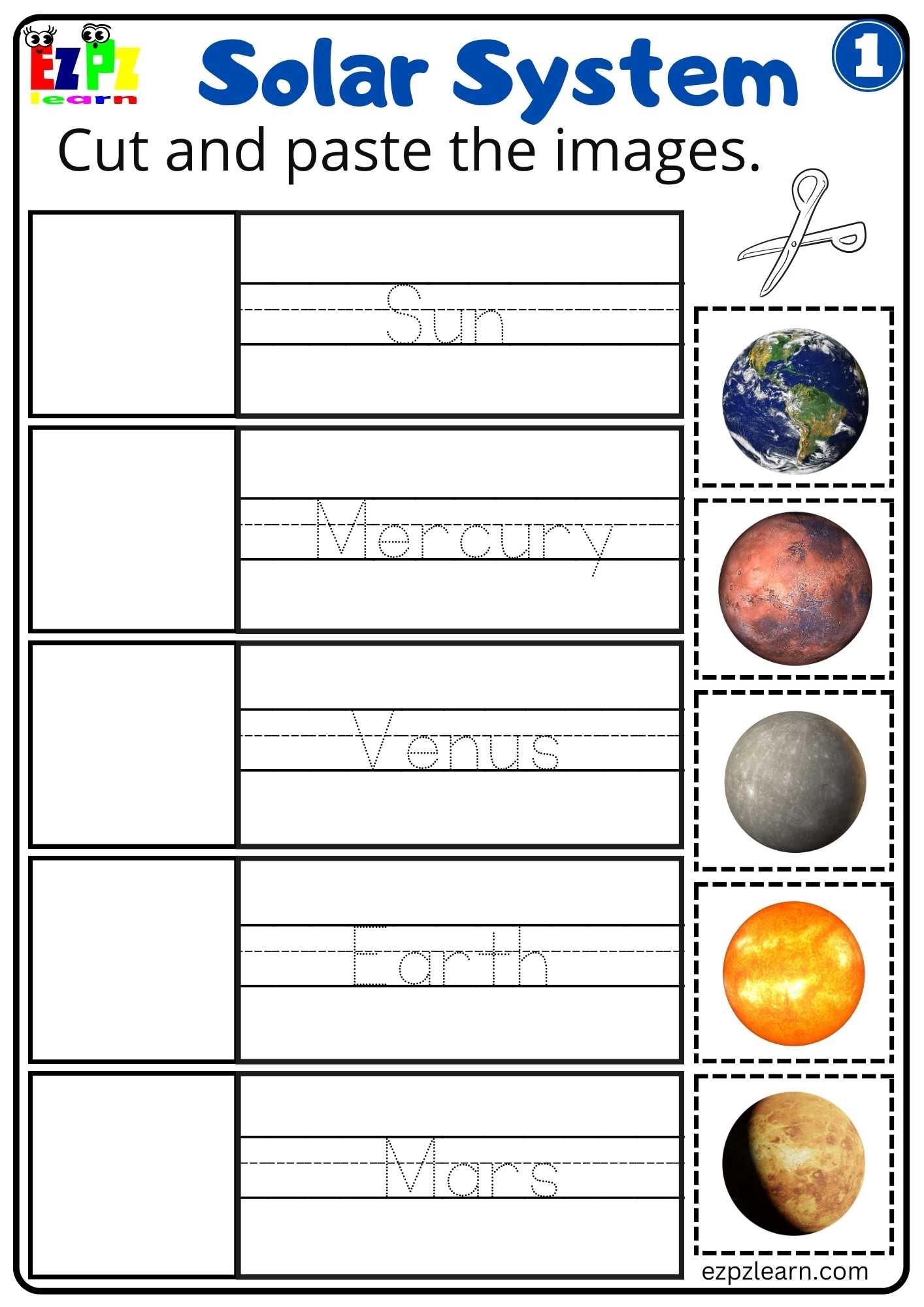 solar system worksheets for kindergarten