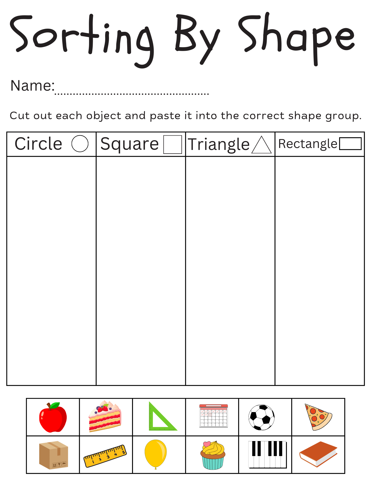 Sorting Objects By Shape Worksheets For Kindergarten Made By Teachers