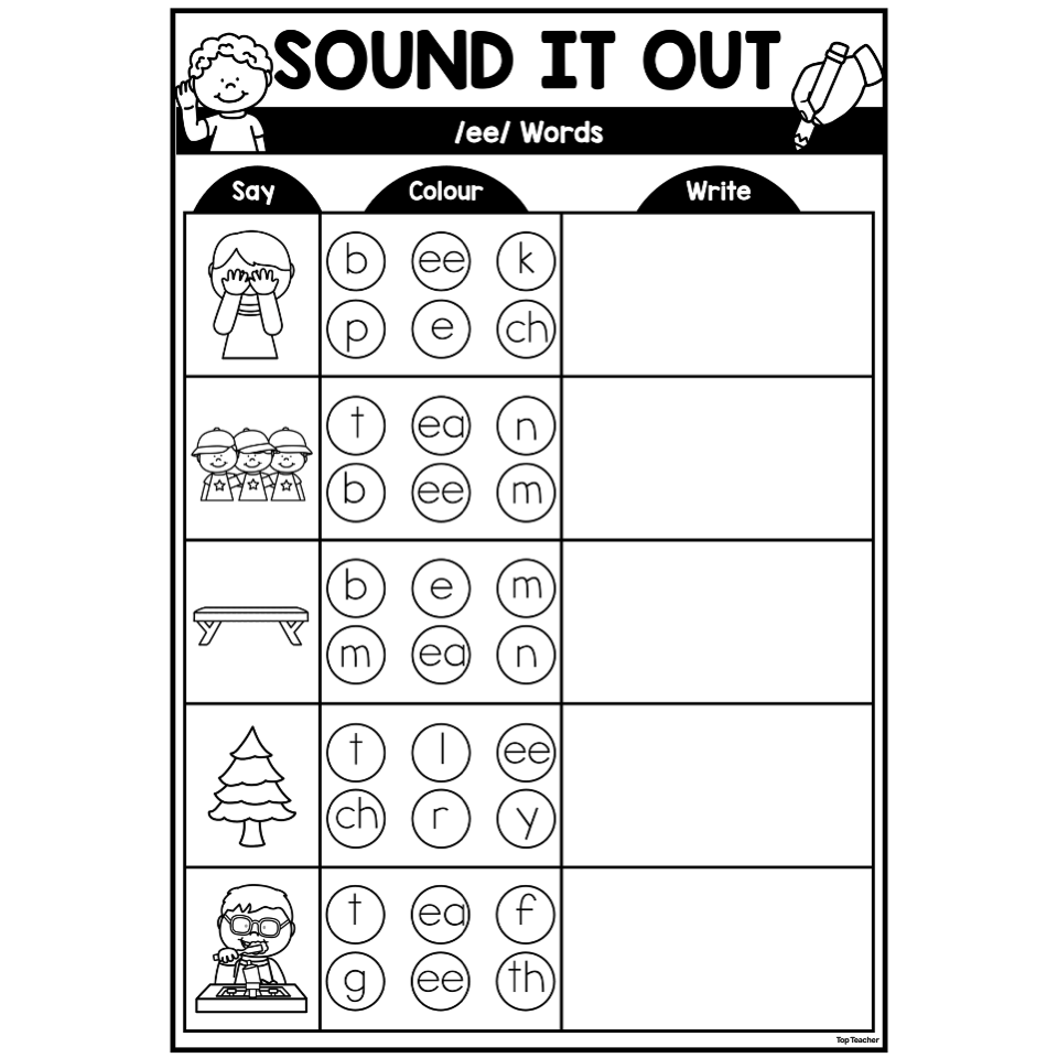 ee phonics worksheets