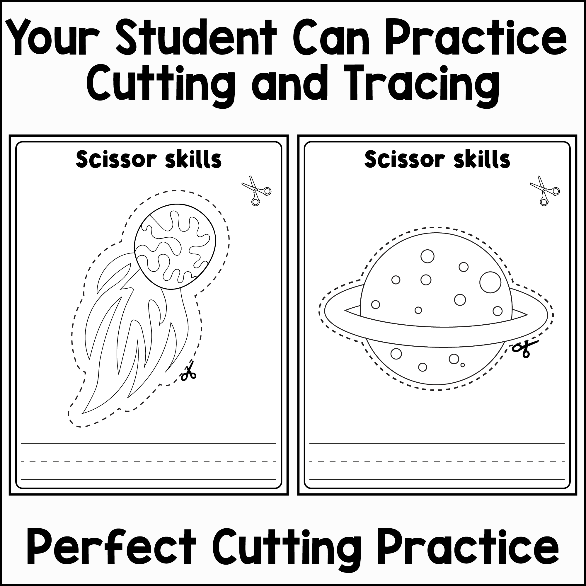 Space Scissor Skills Cutting Practice And Writing Activity Kindergarten Made By Teachers