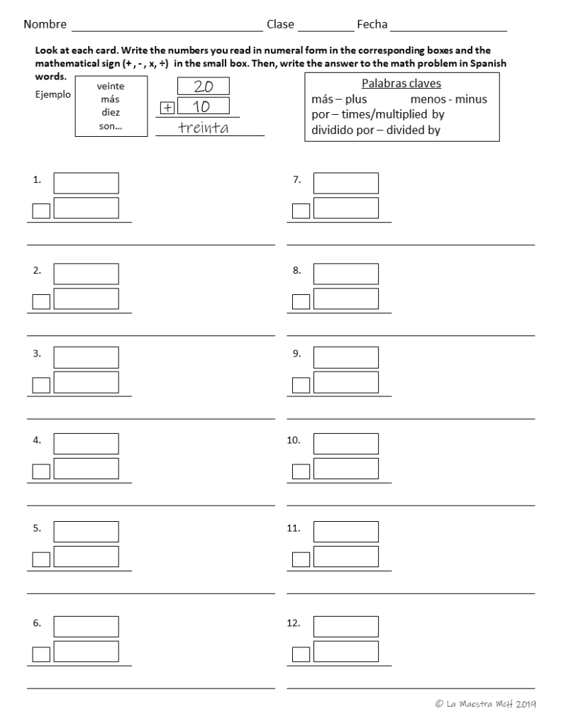 Spanish Numbers 1 100 Activities For High School Students La Maestra McH