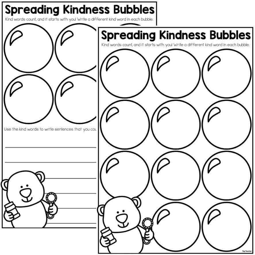 Spreading Kindness Bubbles The Power Of Words Worksheets Top Teacher