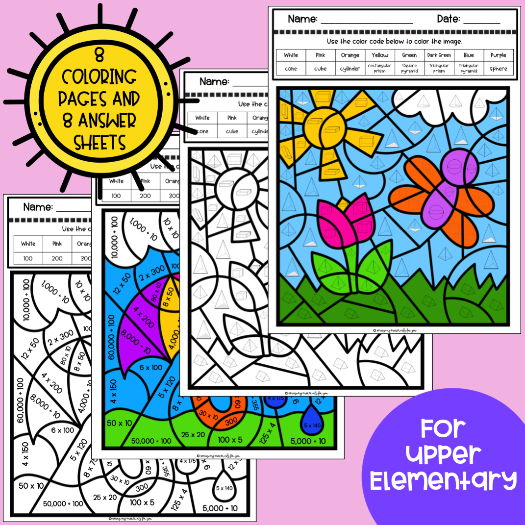 Spring Math Coloring Worksheets 5th Grade Color By Code Early Finishers Made By Teachers