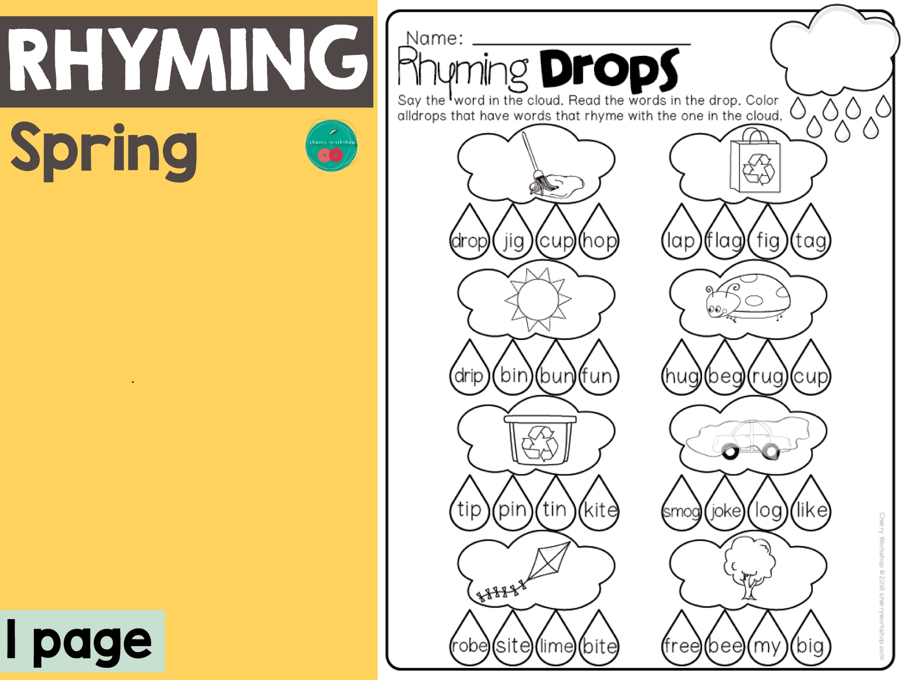 Spring Rhyming Worksheet By Teach Simple Spring Rhyming Worksheet By Teach Simple
