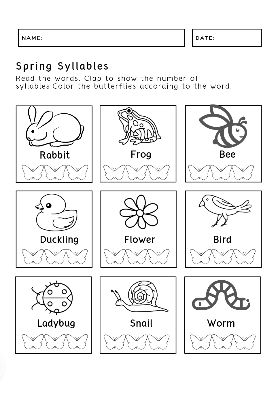 Spring Syllables Worksheets Made By Teachers