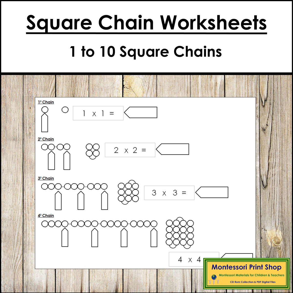 Square Chain Worksheets Montessori Math Made By Teachers