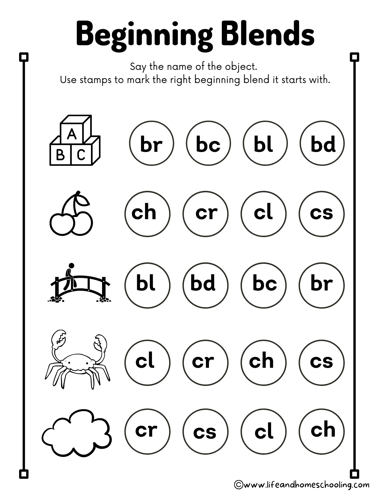 Stamp Beginning Blends Printable Activity Made By Teachers Stamp Beginning Blends Printable Activity Made By Teachers