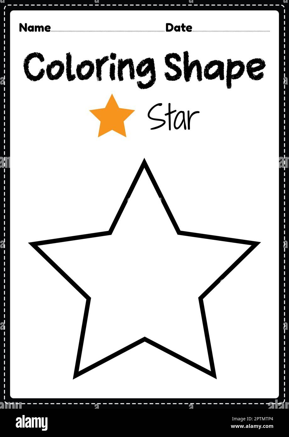 Star Coloring Page For Preschool Kindergarten Montessori Kids To Practice Visual Art Drawing And Coloring Activities To Develop Creativity Focus A Stock Photo Alamy