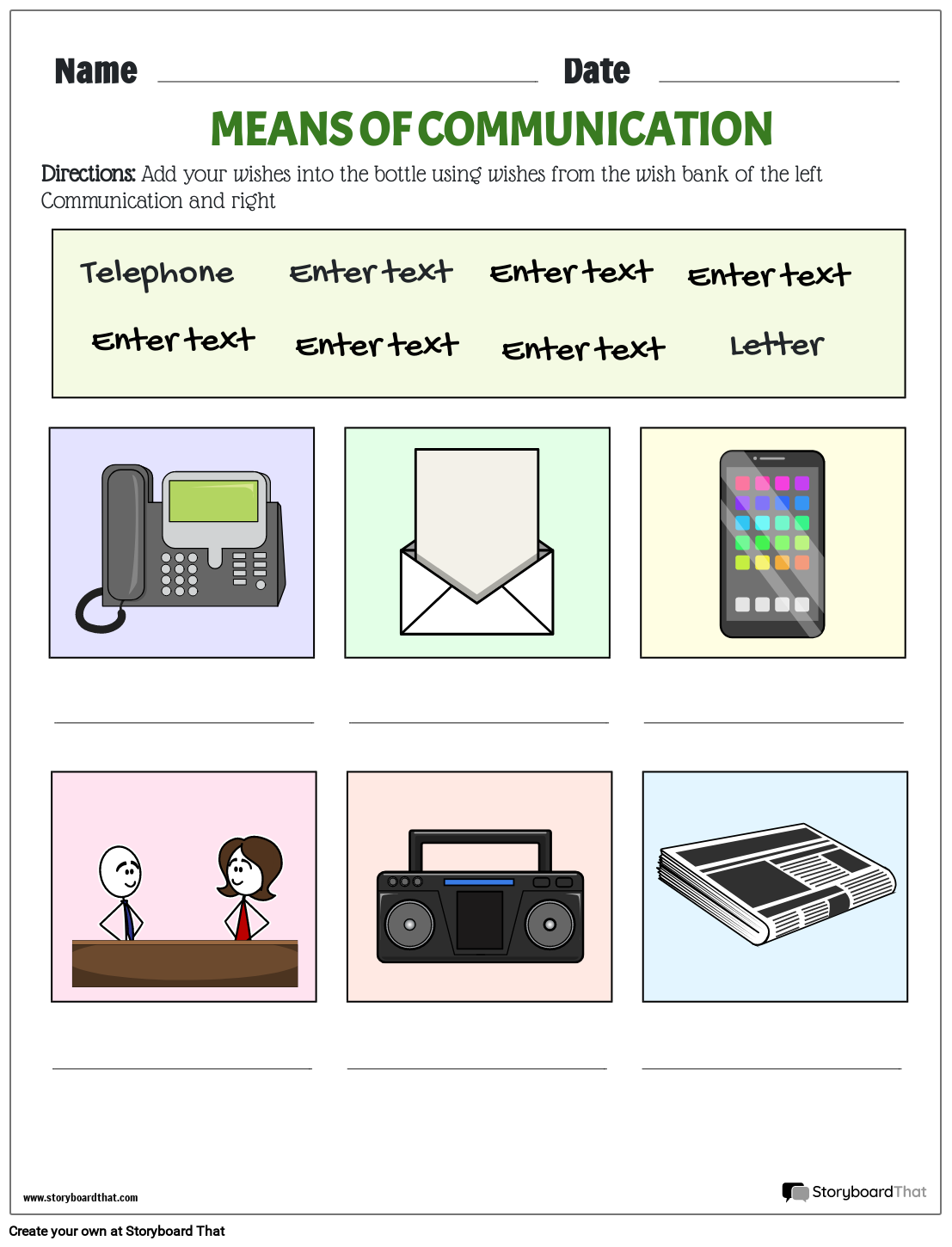 Storyboard That Communication Worksheets For Education