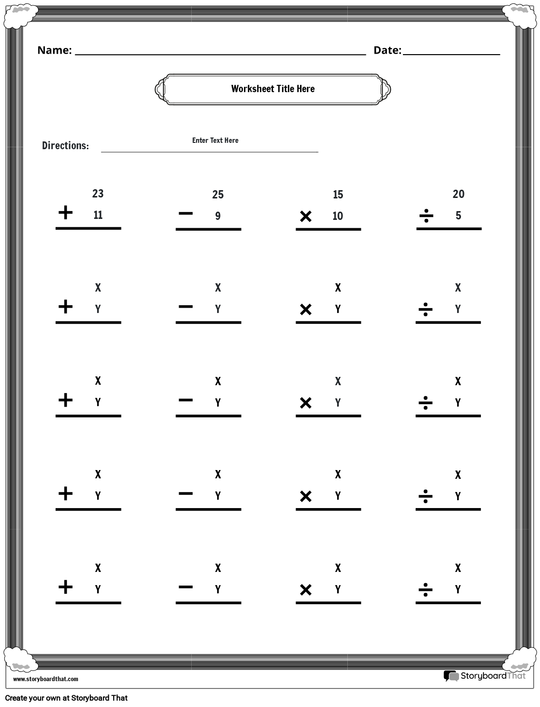 Storyboard That Free Mixed Operations Worksheets For Math