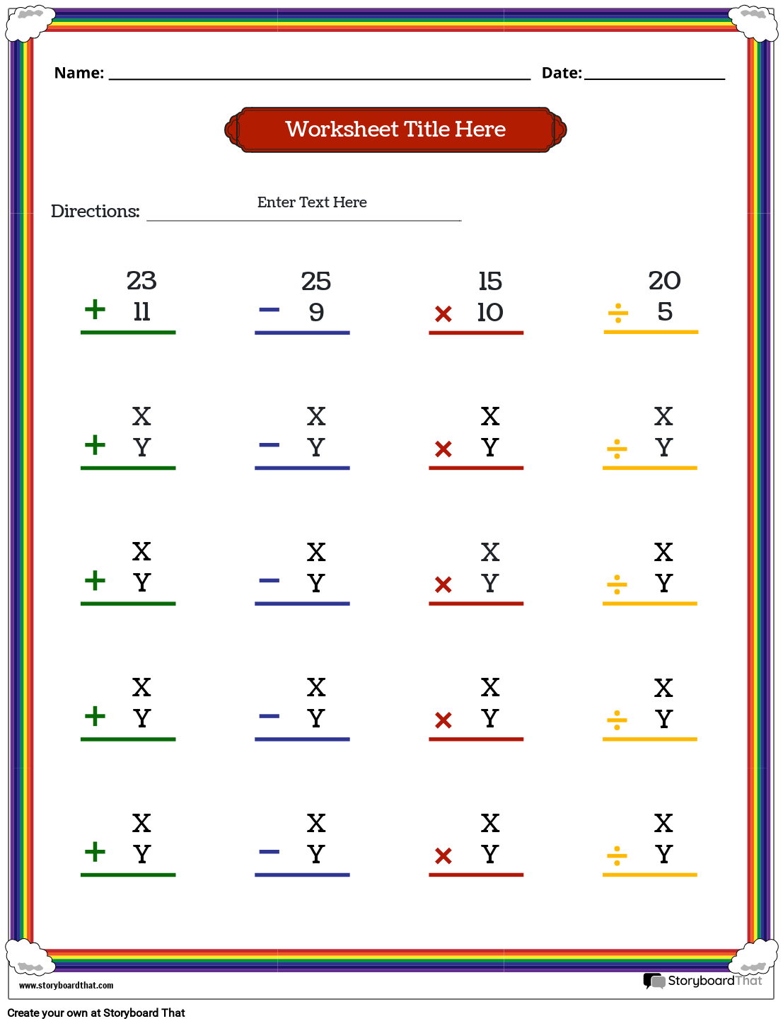 Storyboard That Free Mixed Operations Worksheets For Math