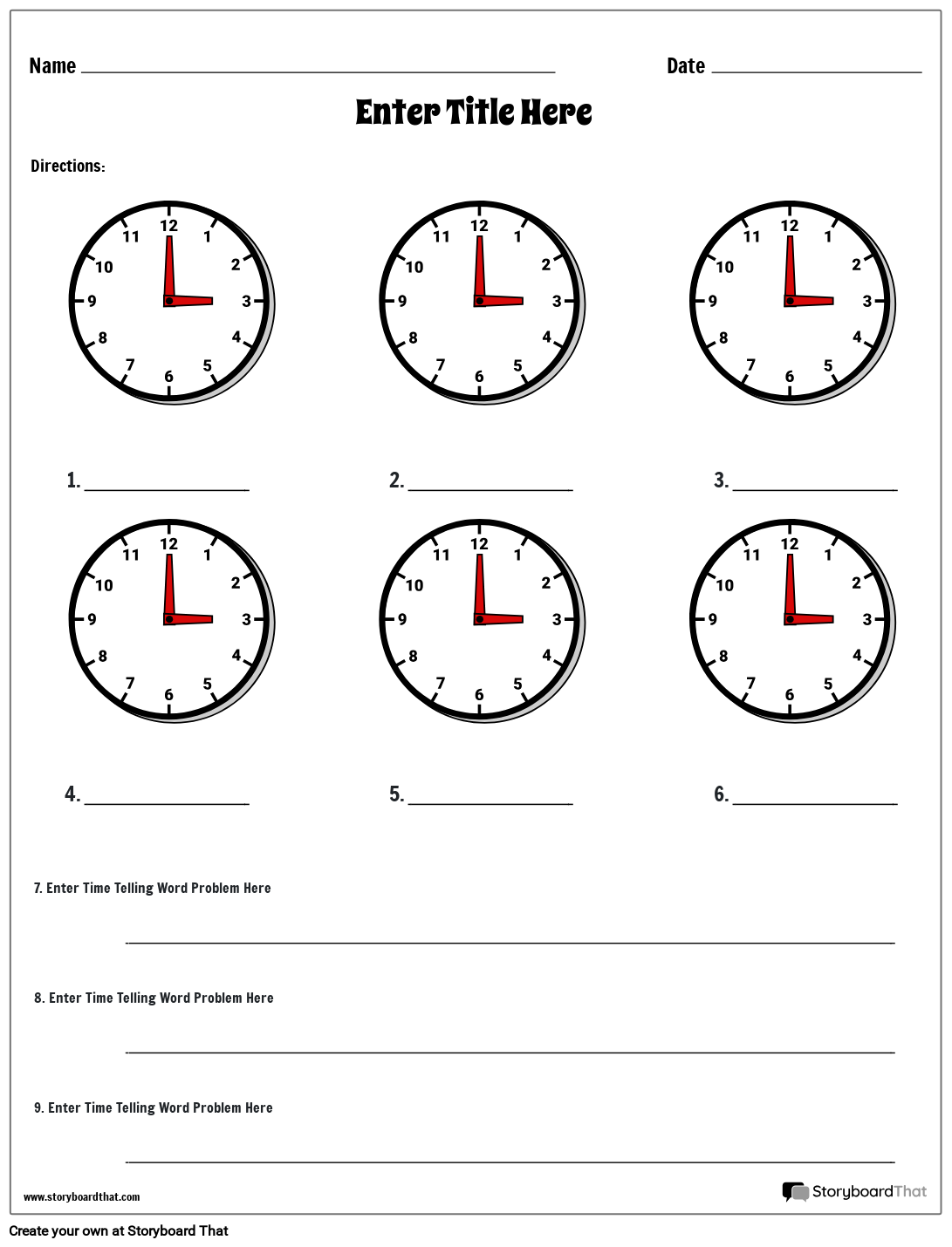 kindergarten worksheets on time