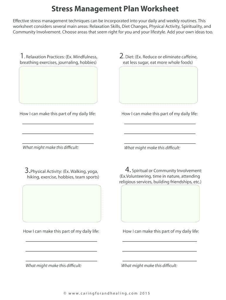 Stress Management Plan Worksheet Fill Out Sign Online DocHub