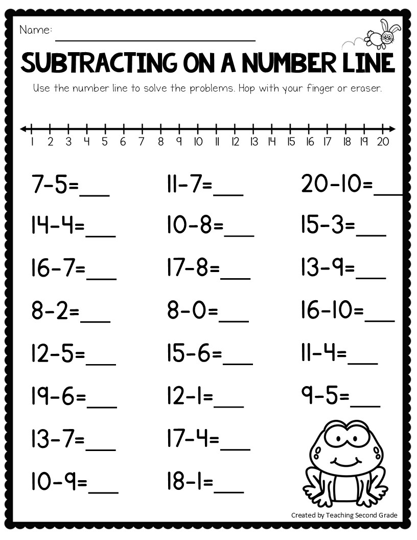 Subtracting Using A Number Line Worksheets No Prep Math Worksheets 1st 2nd Grade Teaching Ideas Made Easy