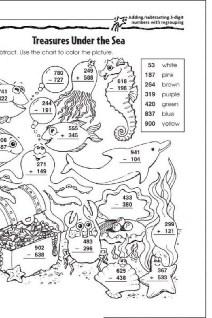 Subtraction Coloring Worksheets 3rd Grade