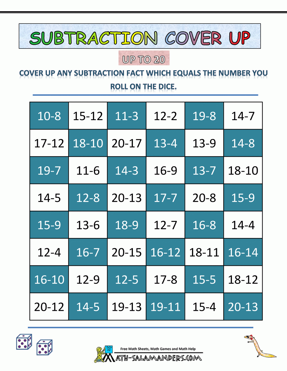 Subtraction Games For Kids