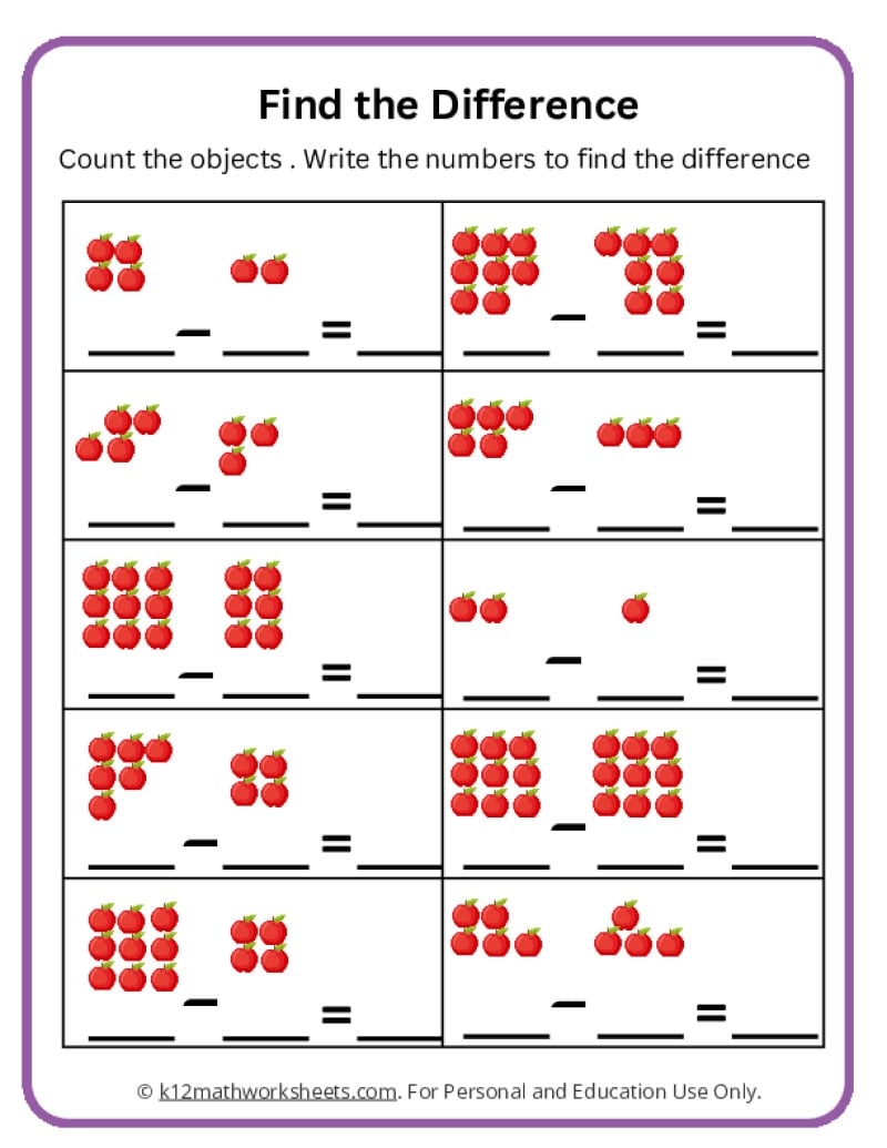 math activity worksheets for kindergarten
