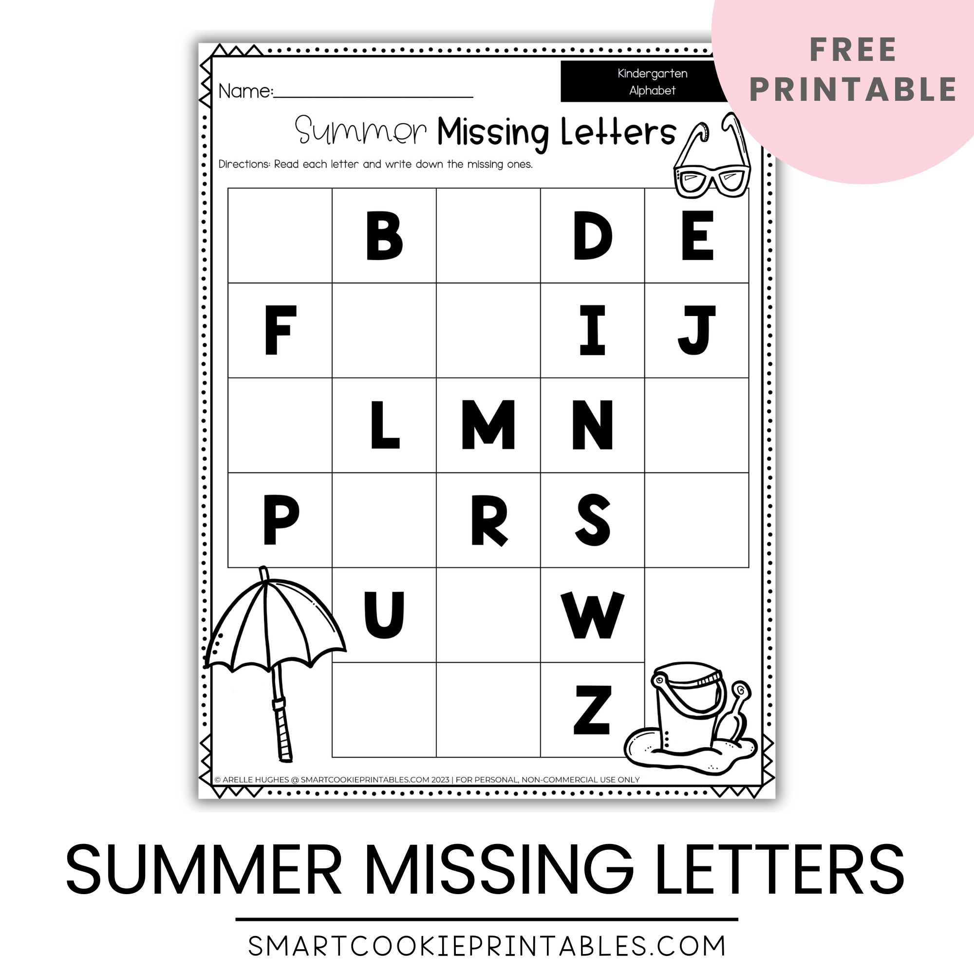 Summer Missing Letters And Handwriting Practice Free Printables Smart Cookie Printables