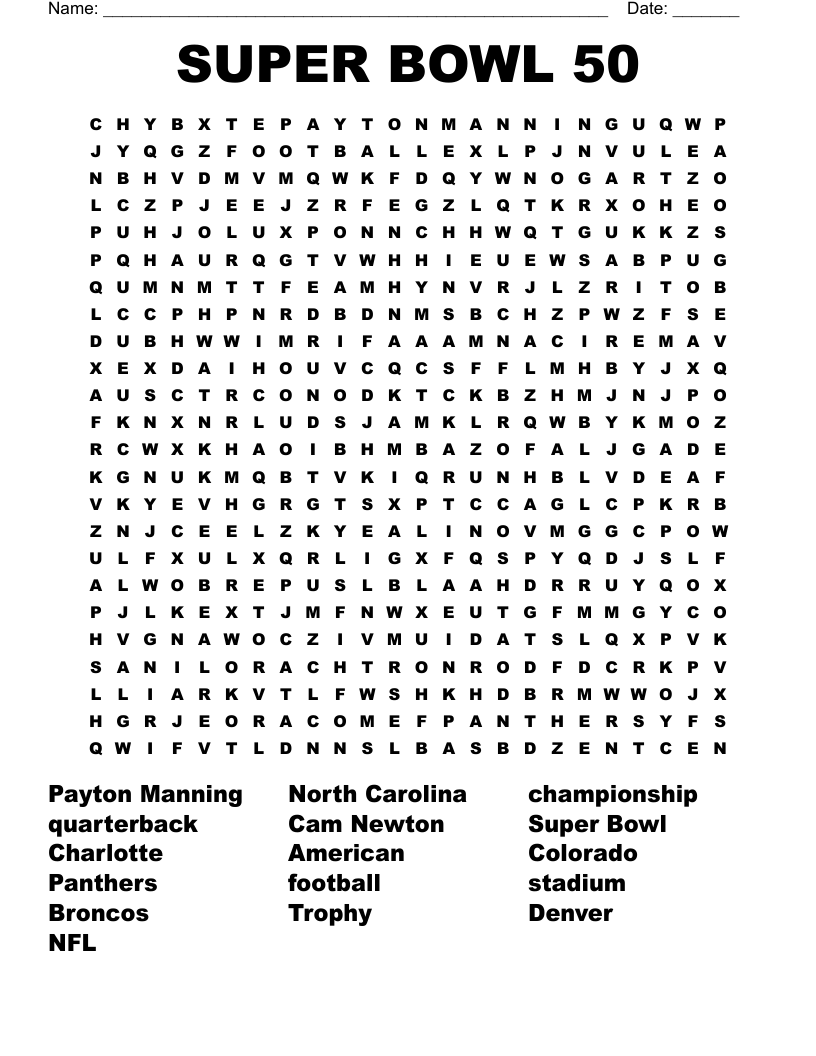 super bowl word search