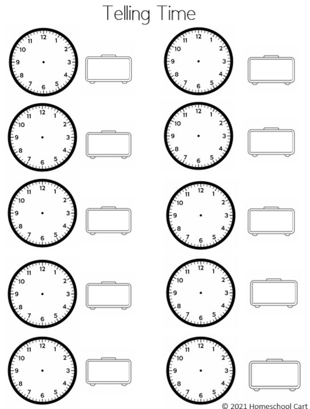 free printable clock worksheets
