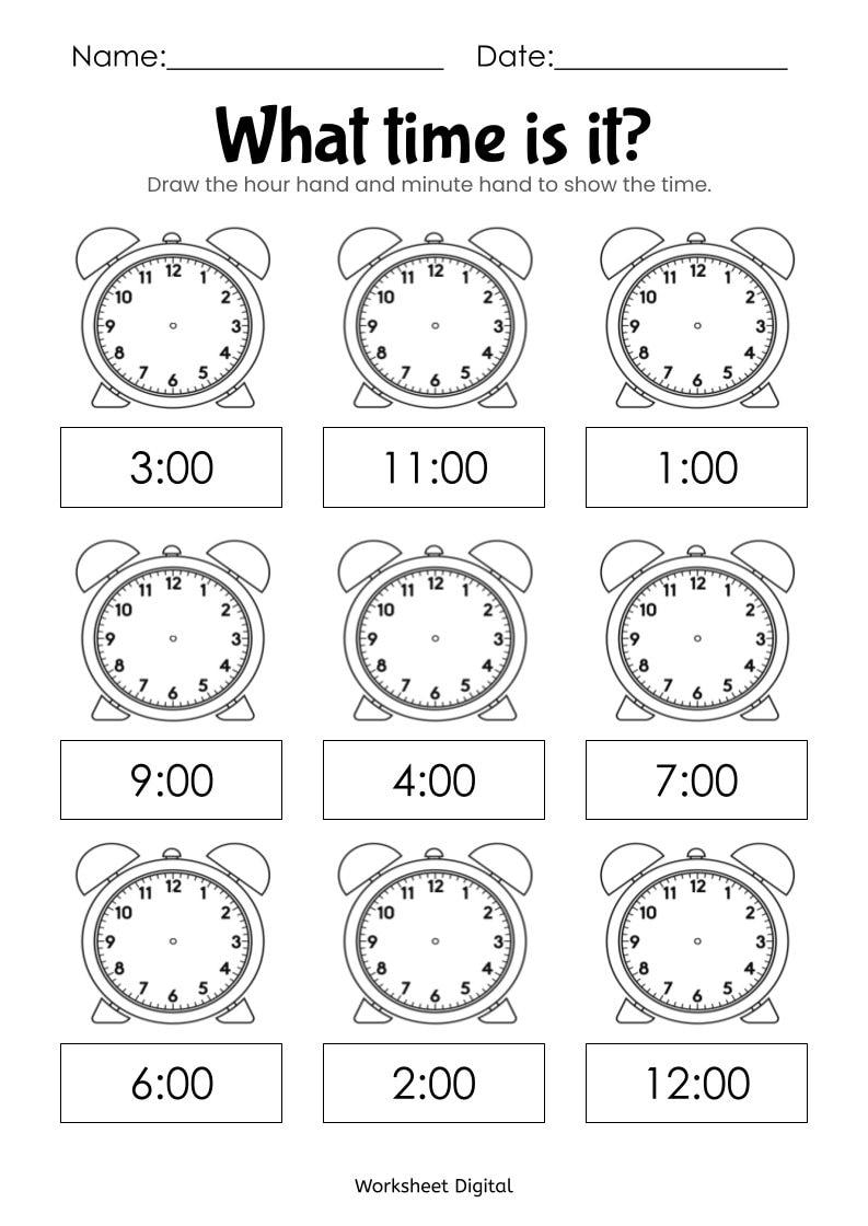 Telling Time Hour Clock Printable Educational Prints Kindergarten Readiness PDF Digital Download Etsy Telling Time Hour Clock Printable Educational Prints Kindergarten Readiness PDF Digital Download Etsy